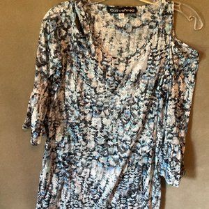 Flirty Tunic Pullover top with peek-a-boo shoulder